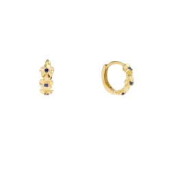 Pico - Aster hoops in vergoldete silber mit dunkelblauen Kristallen