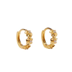 Pico - Aster Kristall hoops i vergoldete silber