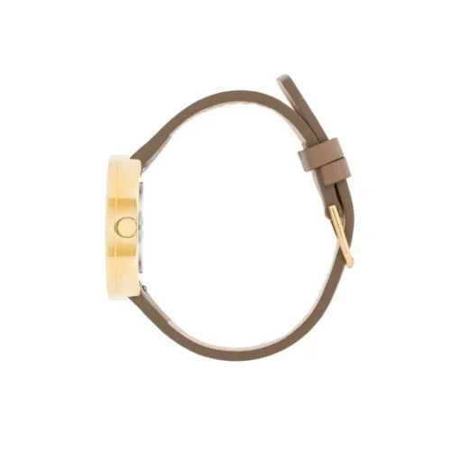 Picto - Braunes Zifferblatt mit Cappuccino-Lederarmband und vergoldetem 34 mm
