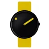Picto - Schwarzes Zifferblatt mit kanariengelbem Lederarmband - 40 mm