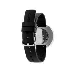 Picto - Schwarzes Zifferblatt mit schwarzem TPU-Armband auf Biobasis und Stahlzifferblatt in 34 mm