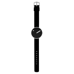 Picto - Schwarzes Zifferblatt mit schwarzem TPU-Armband auf Biobasis und Stahlzifferblatt in 34 mm