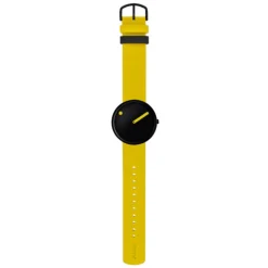Picto - Schwarzes Zifferblatt mit kanariengelbem Lederarmband - 40 mm