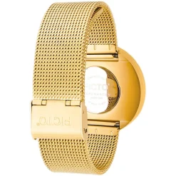 Picto - Weiße Scheibe mit Netzband aus mattem IP-Gold - 40 mm