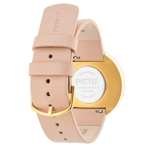 Picto - Weißes Zifferblatt mit nudefarbenem Lederarmband 40mm