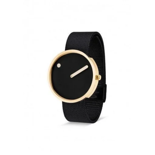 Picto Uhr - Schwarzes Zifferblatt, mattes IP-Mesh-Armband - 30 und 40 mm