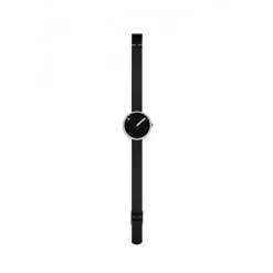 Picto Uhr - Schwarzes Zifferblatt, mattes IP-Stahlnetzarmband