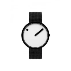 Picto Uhr - Weißes Zifferblatt, mattes IP-Stahlarmband - 40 mm