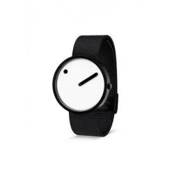 Picto Uhr - Weißes Zifferblatt, mattes IP-Stahlarmband - 40 mm