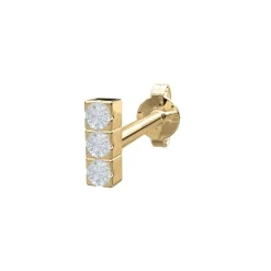 Piercingschmuck - Pierce52, Ohrring aus 14kt. Gold mit 3 Diamanten vertikal