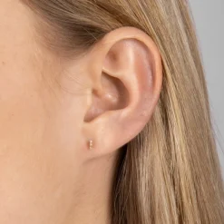 Piercingschmuck - Pierce52, Ohrring aus 14kt. Gold mit 3 Diamanten vertikal