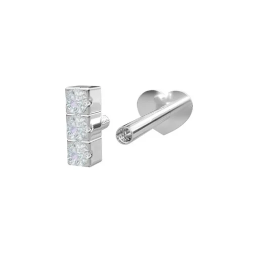 Piercingschmuck - Pierce52, Rhod. Silber, Labret mit Zirkoniumdioxid