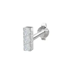Piercingschmuck - Pierce52, Silber Ohrring mit 3 Zirkonias