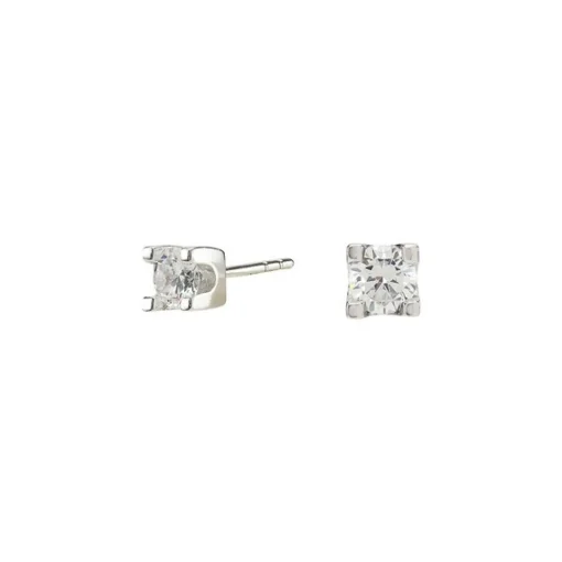 Rhd. Silberohrringe 4 Ohrstecker mit 2,5-4,5 mm Zirkoniasteinen