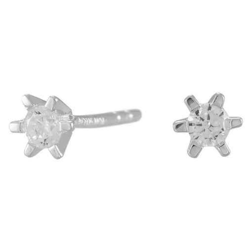 Rhd. Silberohrringe 6 Ohrstecker mit 2,5-5 mm Zirkoniasteinen