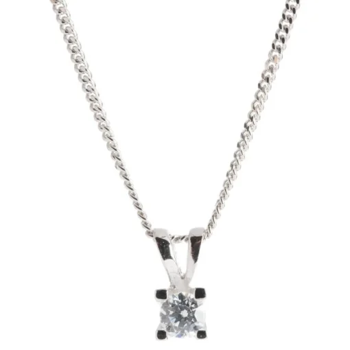 Rhodinierter Silberanhänger mit Zirkonia inkl. Kette