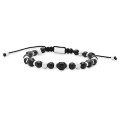 Rico's armband in Stahl mit Achatperlen