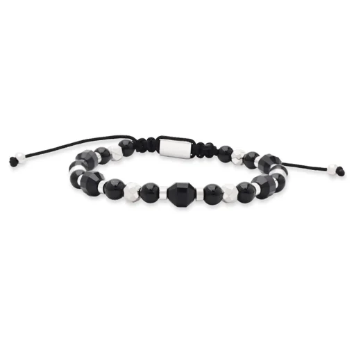 Rico's armband in Stahl mit Achatperlen