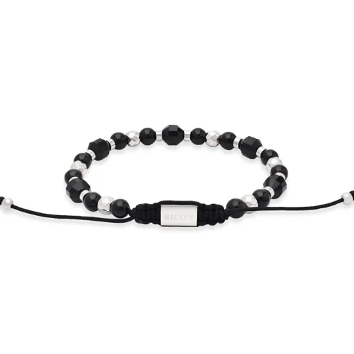Rico's armband in Stahl mit Achatperlen