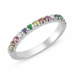 Ring Perá aus 14 Karat Weißgold mit mehrfarbigen Steinen