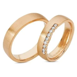 Ringe aus 14 Karat Roségold - 9 Diamanten im Damenring