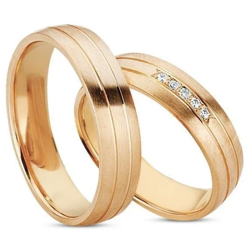Ringe aus 14 Karat Roségold - 5 x 0,01 ct Diamanten im Damenring