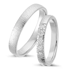 Ringe aus 14 Karat Weißgold - 5 Diamanten im Brillantschliff. Kampagne "Süße Liebe