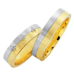 Ringe aus 14 kt Gold und Weißgold - 0,03 Karat Diamanten
