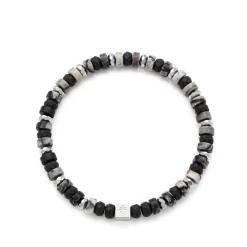 Samie - Armband mit Steinperlen in Schwarz und Grau