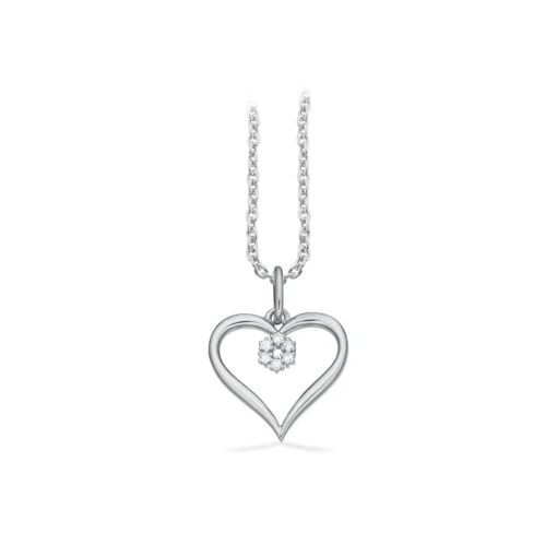 Scrouples - Herzanhänger 8 kt. Weißgold in insgesamt 0,03 ct HW/si