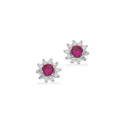 Scrouples - Ohrstecker aus silber mit rosa und weißer Rosette zirkonia