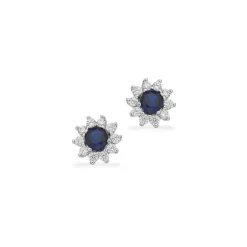 Scrouples - Ohrstecker aus silber mit Rosette in blau und weiß zirkonia
