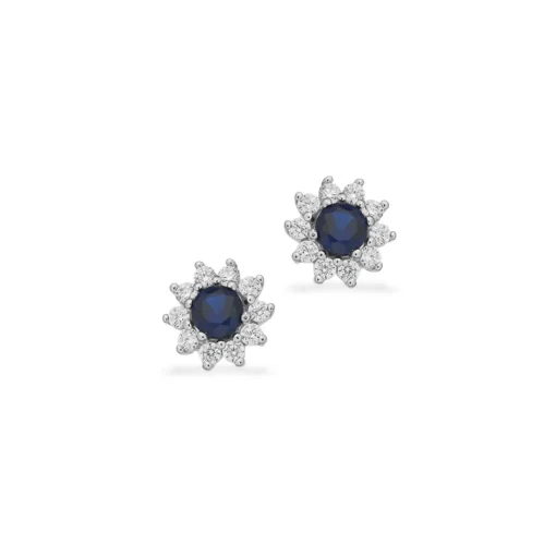 Scrouples - Ohrstecker aus silber mit Rosette in blau und weiß zirkonia