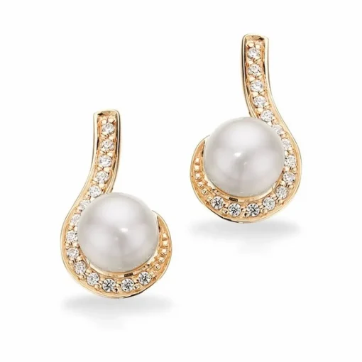 Scrouples - Perlenohrringe aus 8 kt Gold mit zirkonia