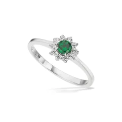 Scrouples - Ring in silber mit Rosette in Grün und Weiß zirkonia