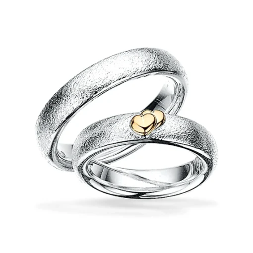 Scrouples - Trauringe aus Silber mit Herzen aus 14kt. Gold