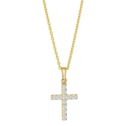 Siersbøl - Kreuzanhänger aus 8kt. Gold mit Zirkonia und Kette