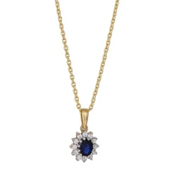 SIERSBØL 8 kt. Goldanhänger mit Kette und blauem Saphir