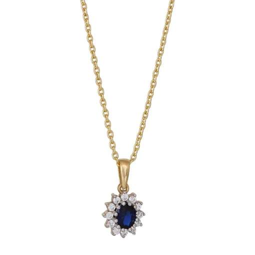 SIERSBØL 8 kt. Goldanhänger mit Kette und blauem Saphir