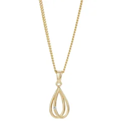 SIERSBØL 8 kt. Goldtropfen-Halskette mit Zirkon