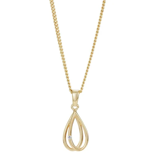 SIERSBØL 8 kt. Goldtropfen-Halskette mit Zirkon