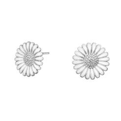 Siersbøl - Margeritenohrstecker aus Silber mit weißem Enamel 10 mm.