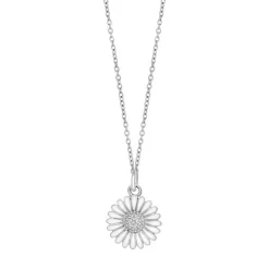 Siersbøl - Marguerite Anhänger aus Silber mit weißem Enamel 15 mm. mit Kette