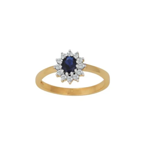 Siersbøl - Ring aus 8kt. Gold mit blauem Saphir und Zirkonen