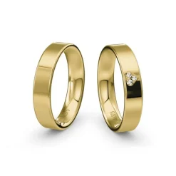 Siersbøl Hochzeit - Eheringe aus 9-14kt. Gold mit Herz mit Brillant (0,021ct.)