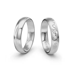 Siersbøl Hochzeit - Eheringe aus 14kt. Weißgold mit Stern (0,09ct.)
