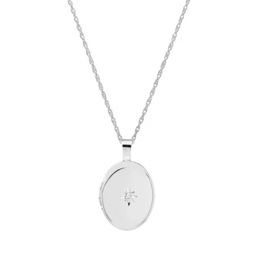 SIERSBØL Medaillon aus rhodiniertem Silber mit Brillant von 0,01ct