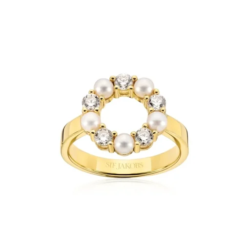 Sif Jakobs - Biella Perla ring aus vergoldetem silber w. zirkonia und Perlen