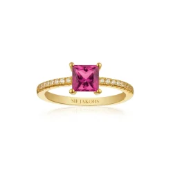 Sif Jakobs - Ellera Quadrato ring aus vergoldetem silber mit rosa zirkonia