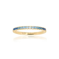Sif Jakobs - Ellera Ring mit blauem zirkonia i vergoldete silber